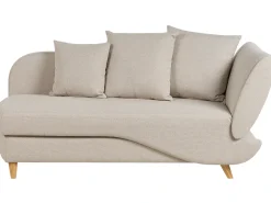 Chaise longue versione destra MERI Lino sintetico Beige con contenitore