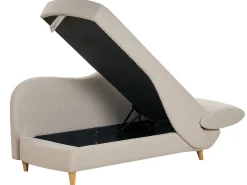 Chaise longue versione destra MERI Lino sintetico Beige con contenitore