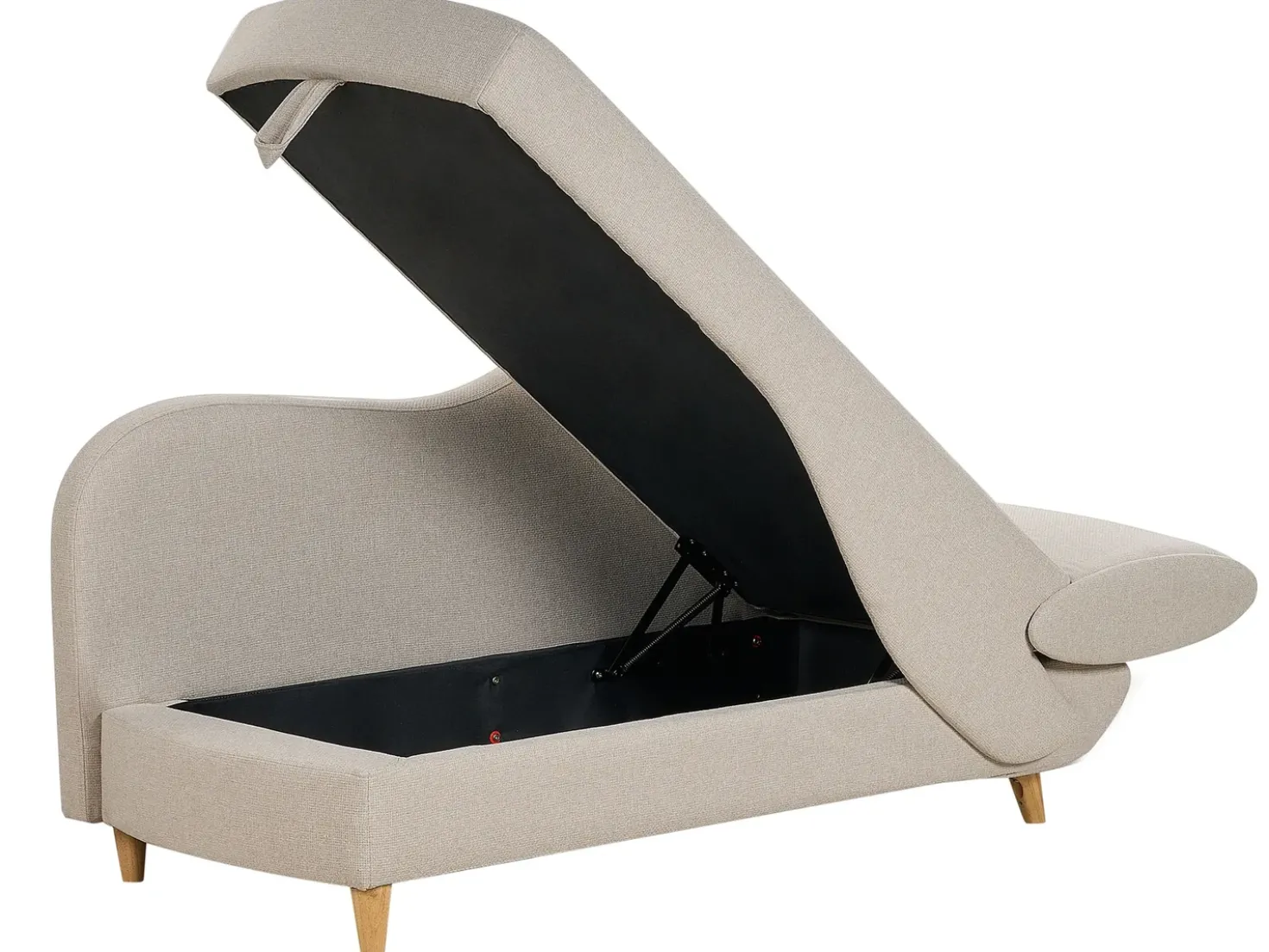 Chaise longue versione destra MERI Lino sintetico Beige con contenitore