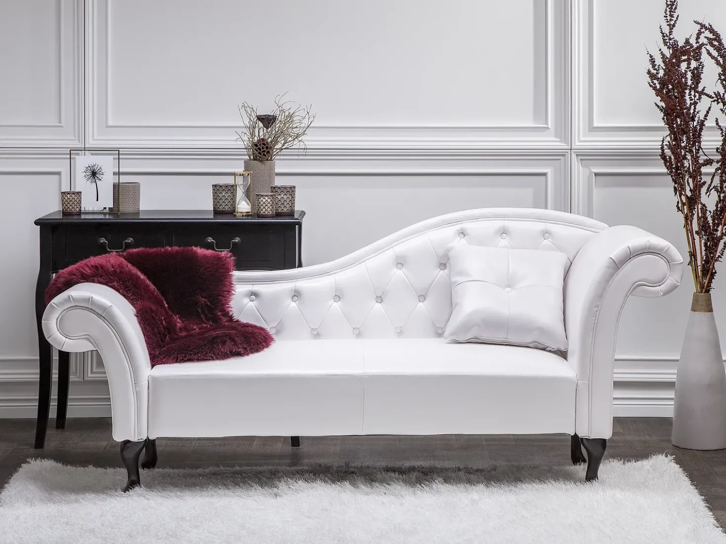 Chaise longue versione destra LATTES Pelle sintetica Bianco