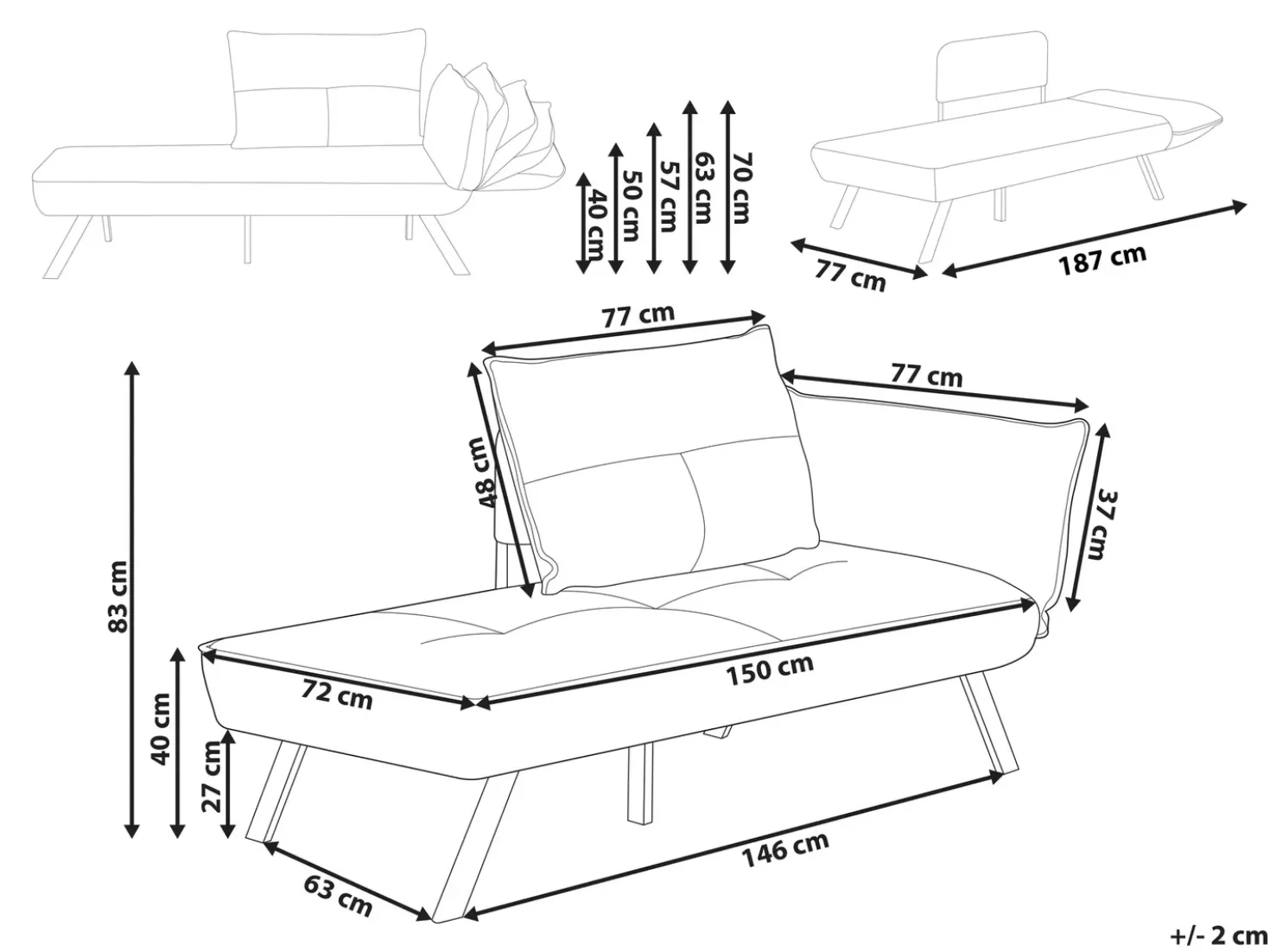 Chaise longue versione destra ROCAMADOUR Tessuto Tortora