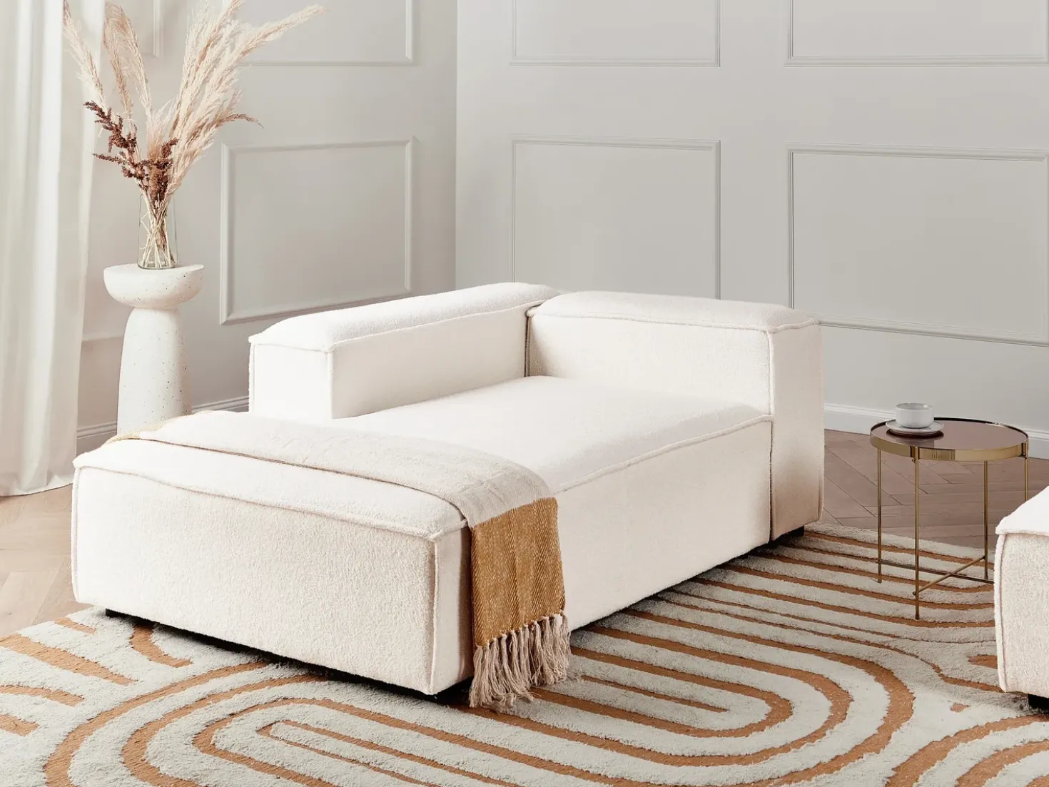 Chaise longue versione destra ARDAL Bouclé Bianco sporco