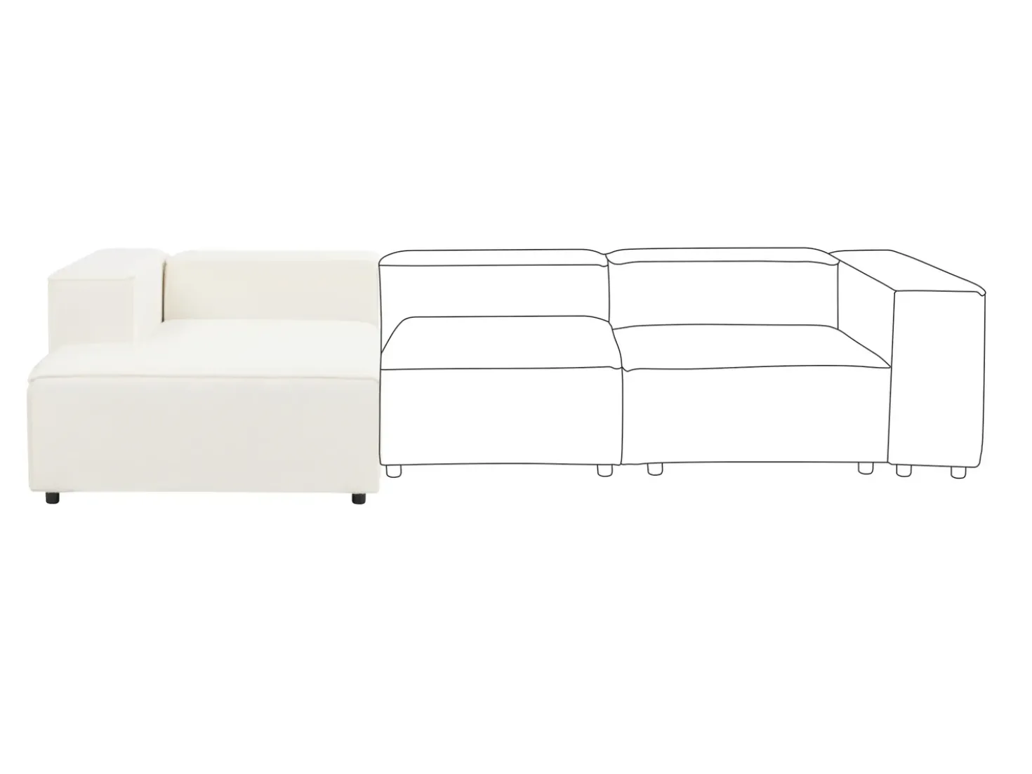 Chaise longue versione destra ARDAL Bouclé Bianco sporco