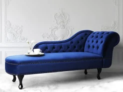 Chaise longue versione destra NIMES Velluto Blu marino