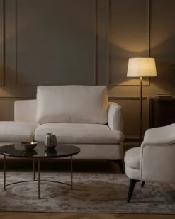 Chaise longue versione destra SIEVOZ Tessuto Beige chiaro