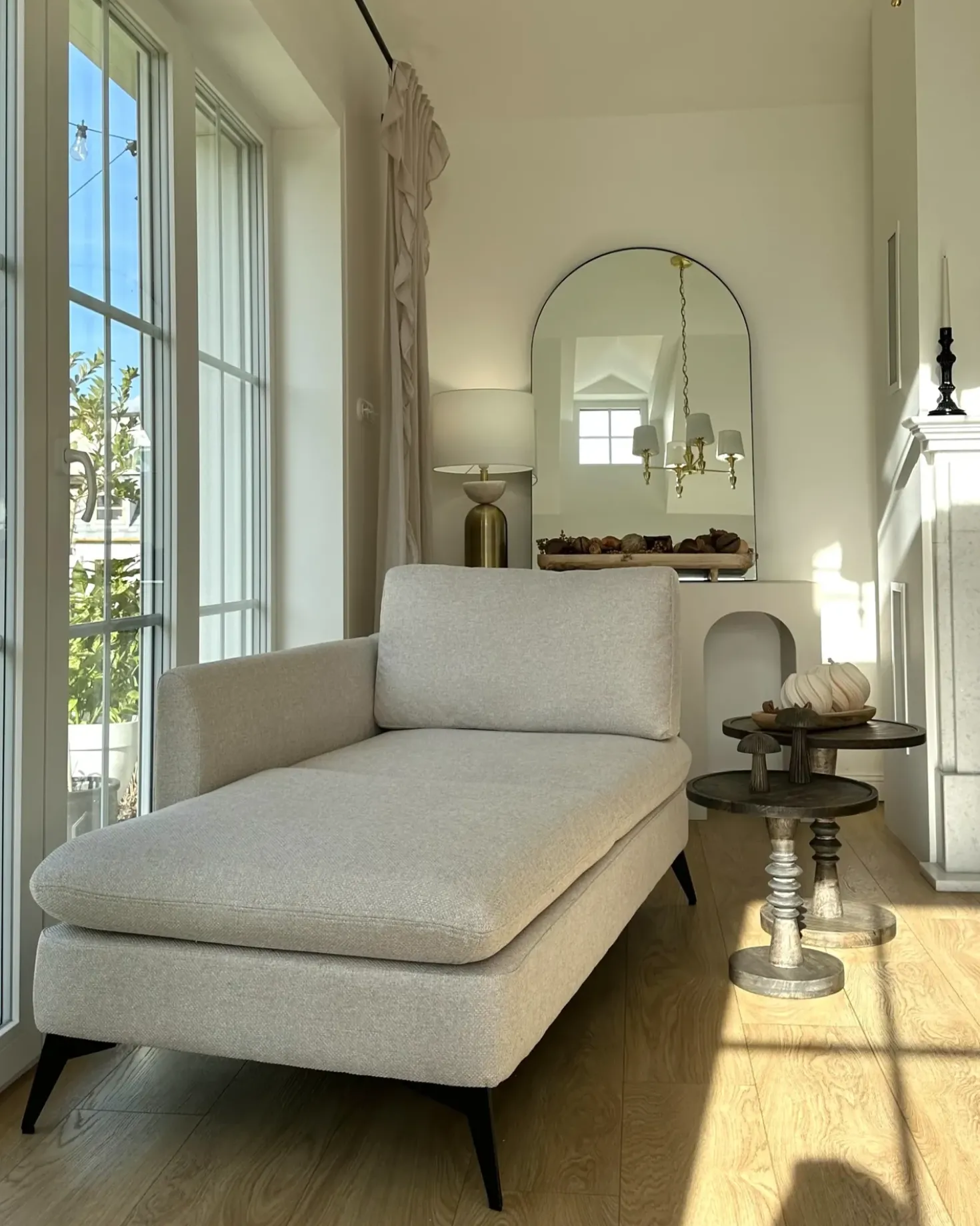 Chaise longue versione destra SIEVOZ Tessuto Beige chiaro