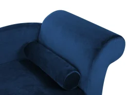 Chaise longue versione destra LUIRO Velluto Blu marino con contenitore