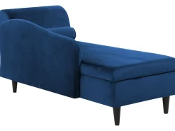 Chaise longue versione destra LUIRO Velluto Blu marino con contenitore