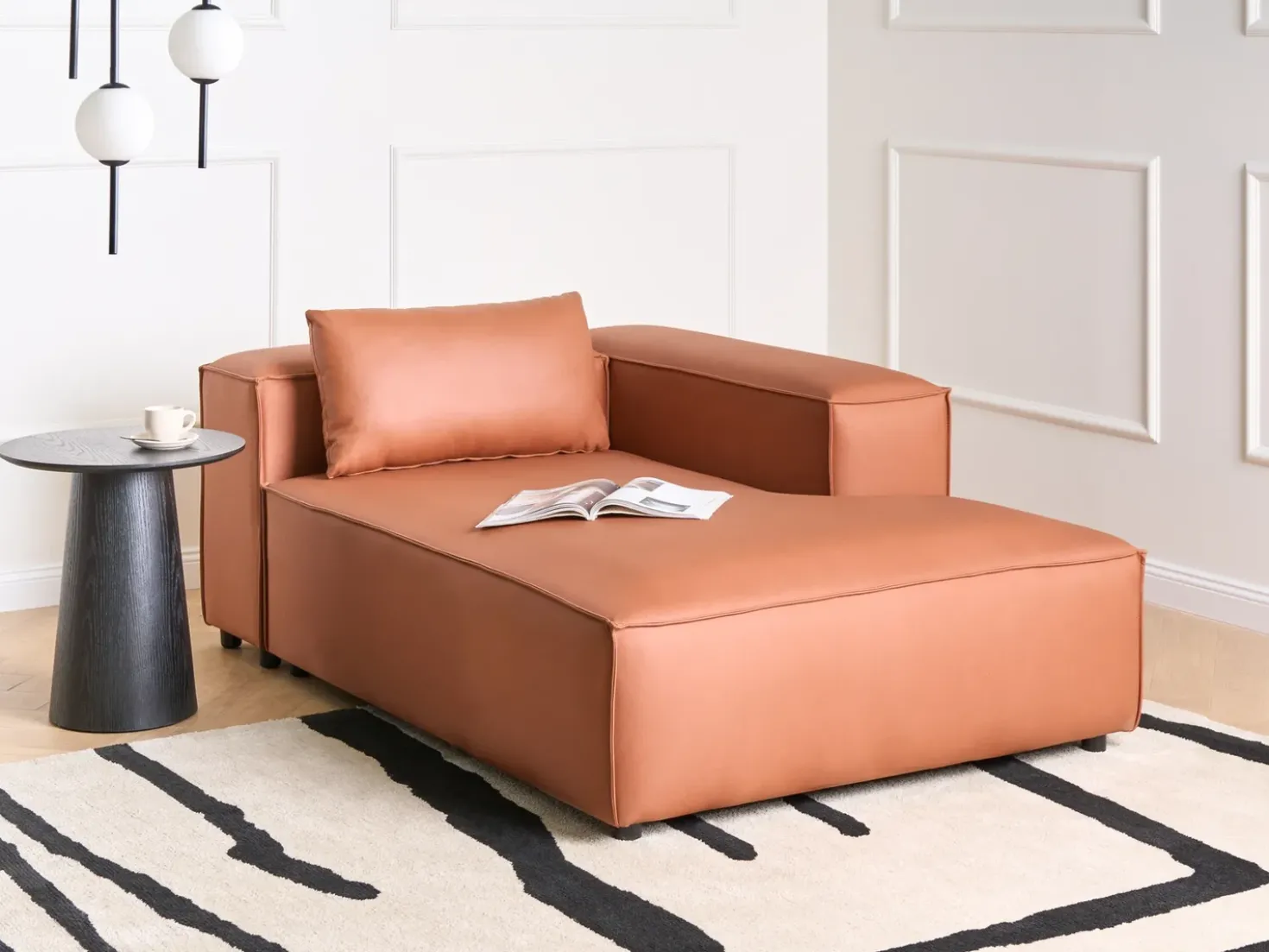 Chaise longue versione sinistra BRANDE Tessuto Marrone dorato