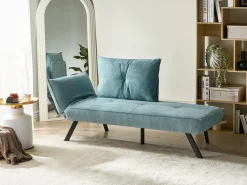 Chaise longue versione sinistra ROCAMADOUR Tessuto Azzurro
