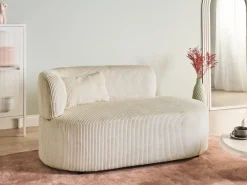 Chaise longue versione sinistra VANVEY Velluto a coste Beige chiaro