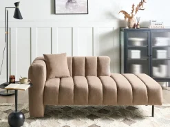 Chaise longue versione sinistra LANNILS Tessuto Marrone chiaro