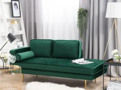 Chaise longue versione sinistra MIRAMAS Velluto Verde smeraldo