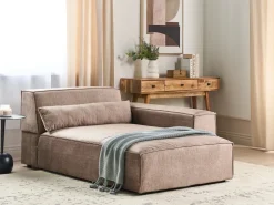 Chaise longue versione sinistra HELLNAR Tessuto Marrone chiaro