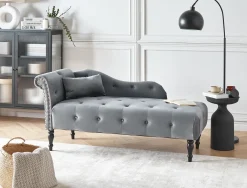 Chaise longue versione sinistra IVRY Velluto Grigio