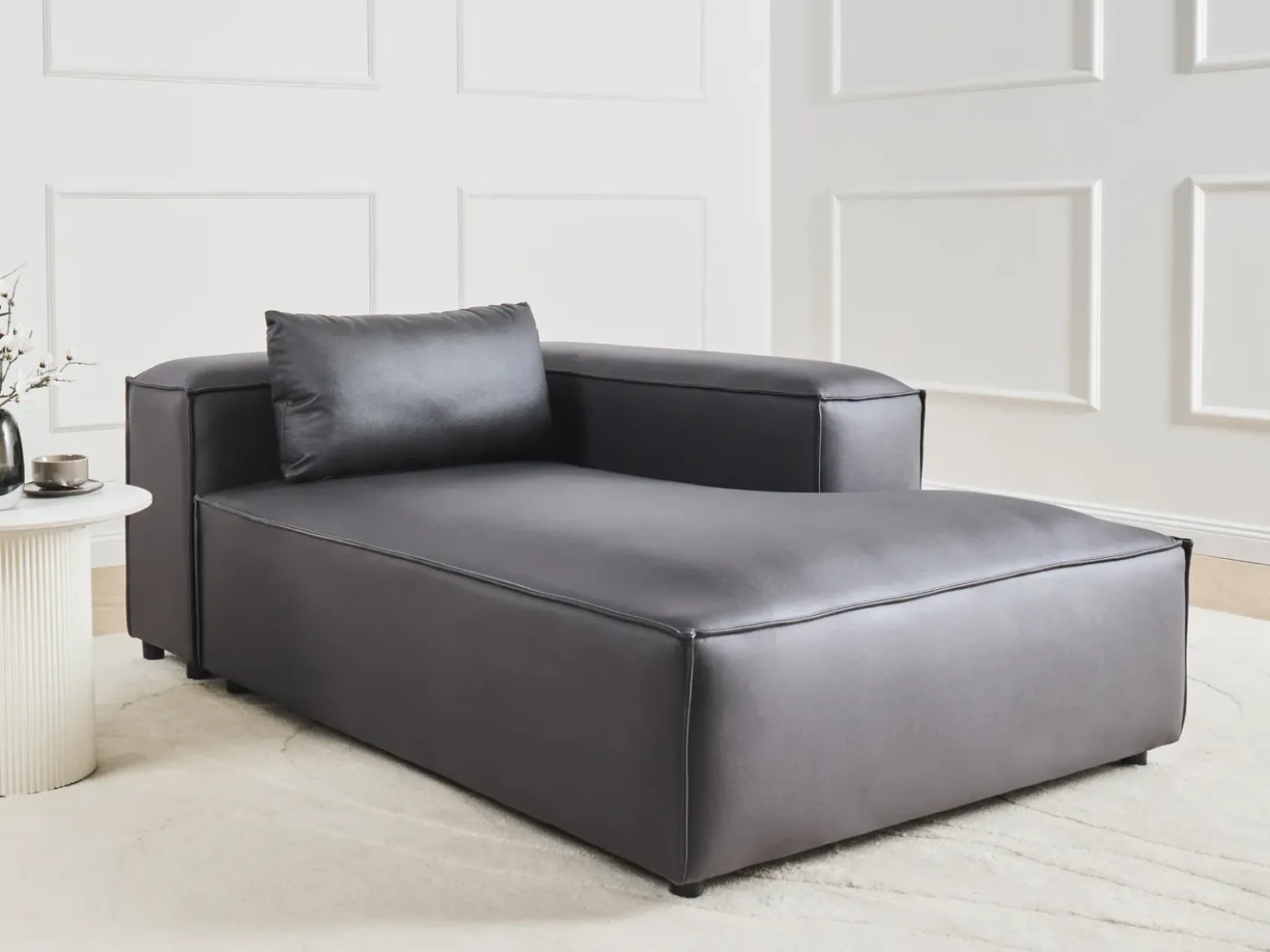 Chaise longue versione sinistra BRANDE Tessuto Nero