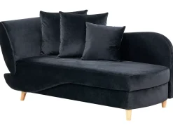 Chaise longue versione sinistra MERI Velluto Nero con contenitore