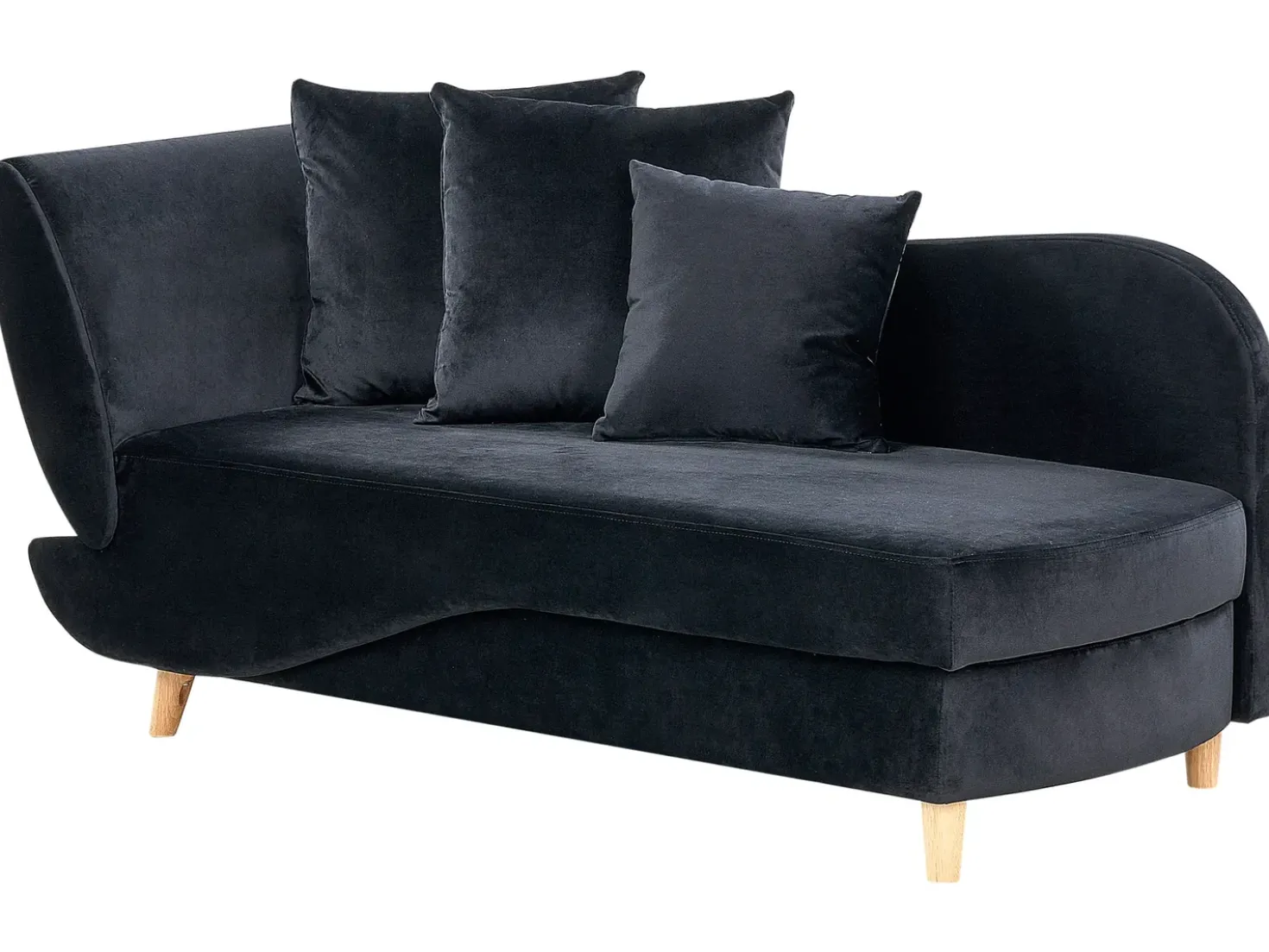 Chaise longue versione sinistra MERI Velluto Nero con contenitore