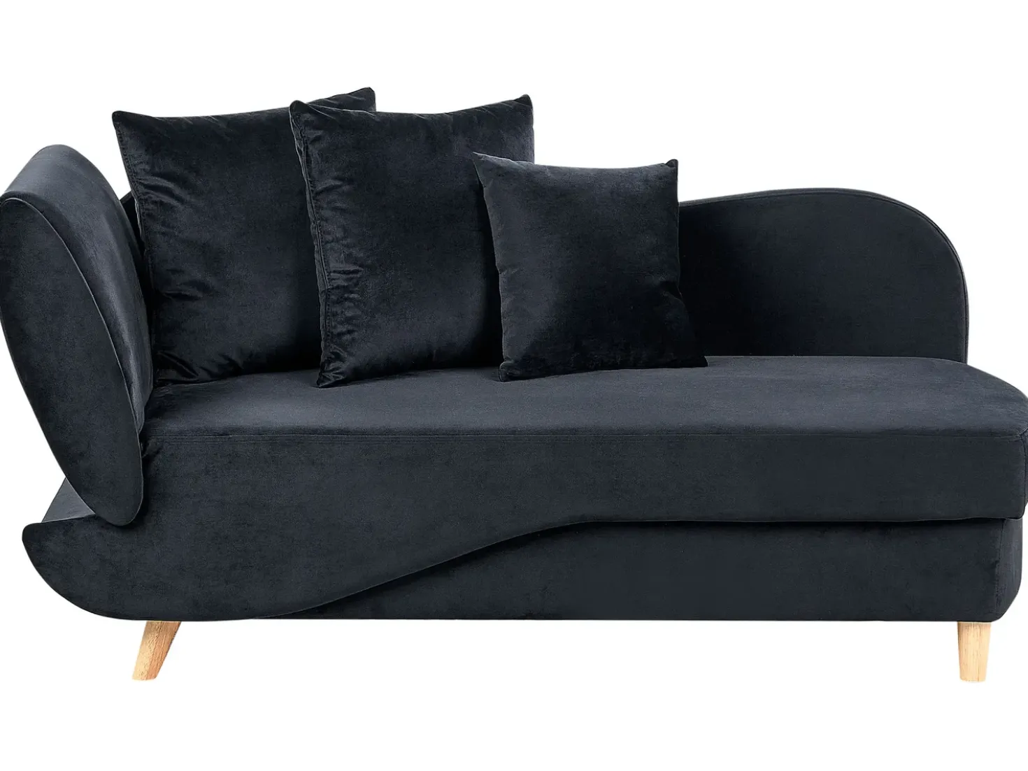 Chaise longue versione sinistra MERI Velluto Nero con contenitore