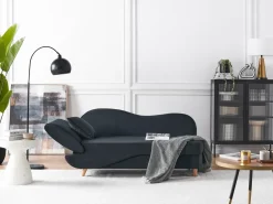 Chaise longue versione sinistra MERI Velluto Nero con contenitore