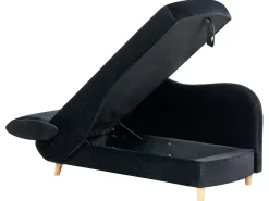 Chaise longue versione sinistra MERI Velluto Nero con contenitore