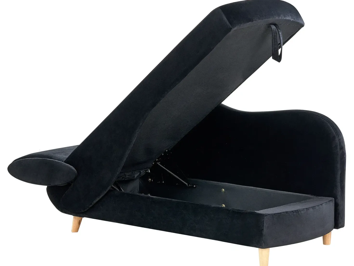Chaise longue versione sinistra MERI Velluto Nero con contenitore