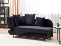 Chaise longue versione sinistra MERI Velluto Nero con contenitore
