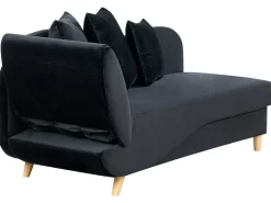 Chaise longue versione sinistra MERI Velluto Nero con contenitore
