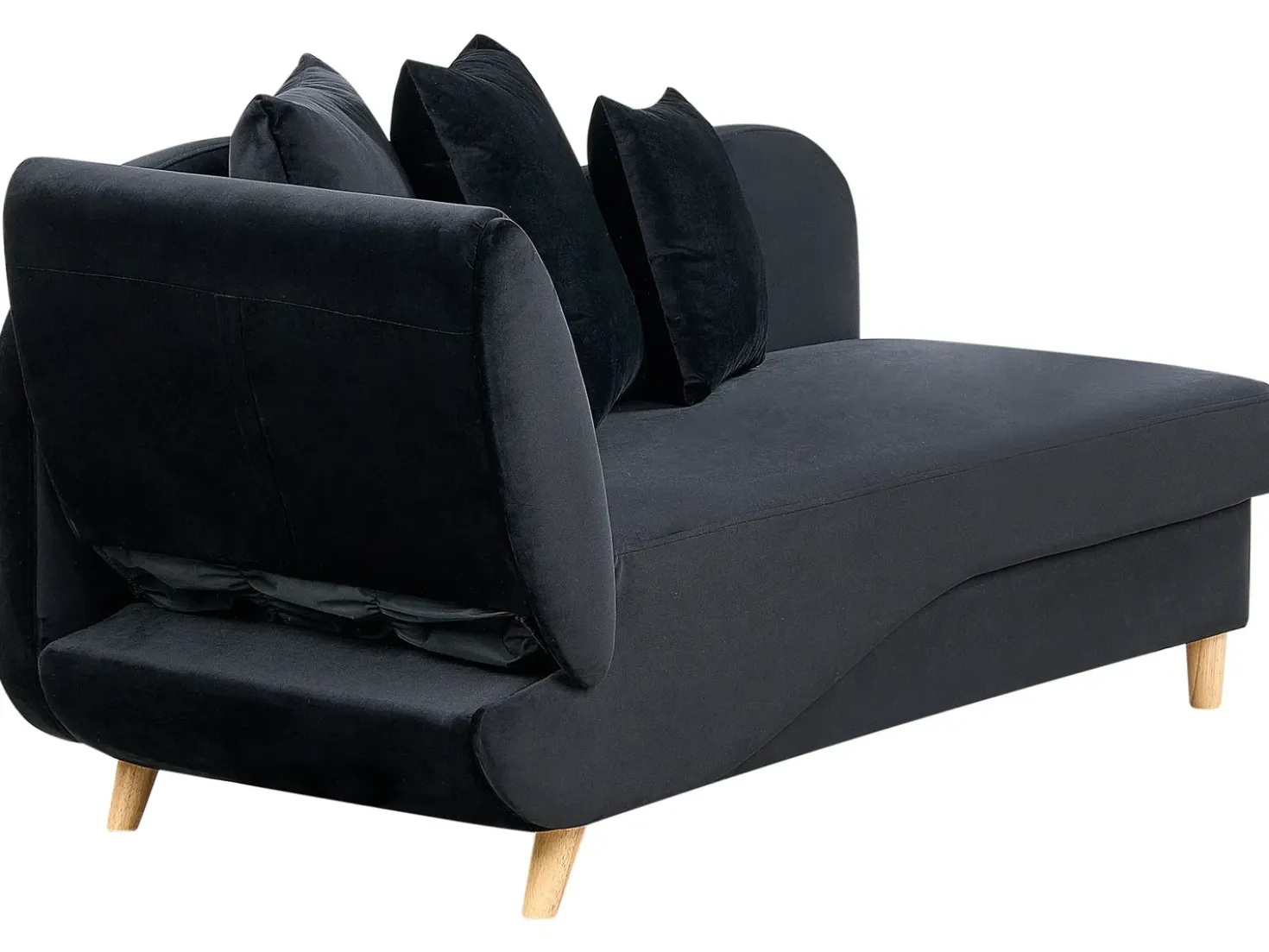 Chaise longue versione sinistra MERI Velluto Nero con contenitore