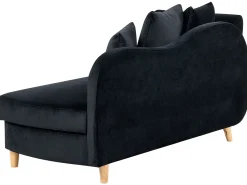 Chaise longue versione sinistra MERI Velluto Nero con contenitore