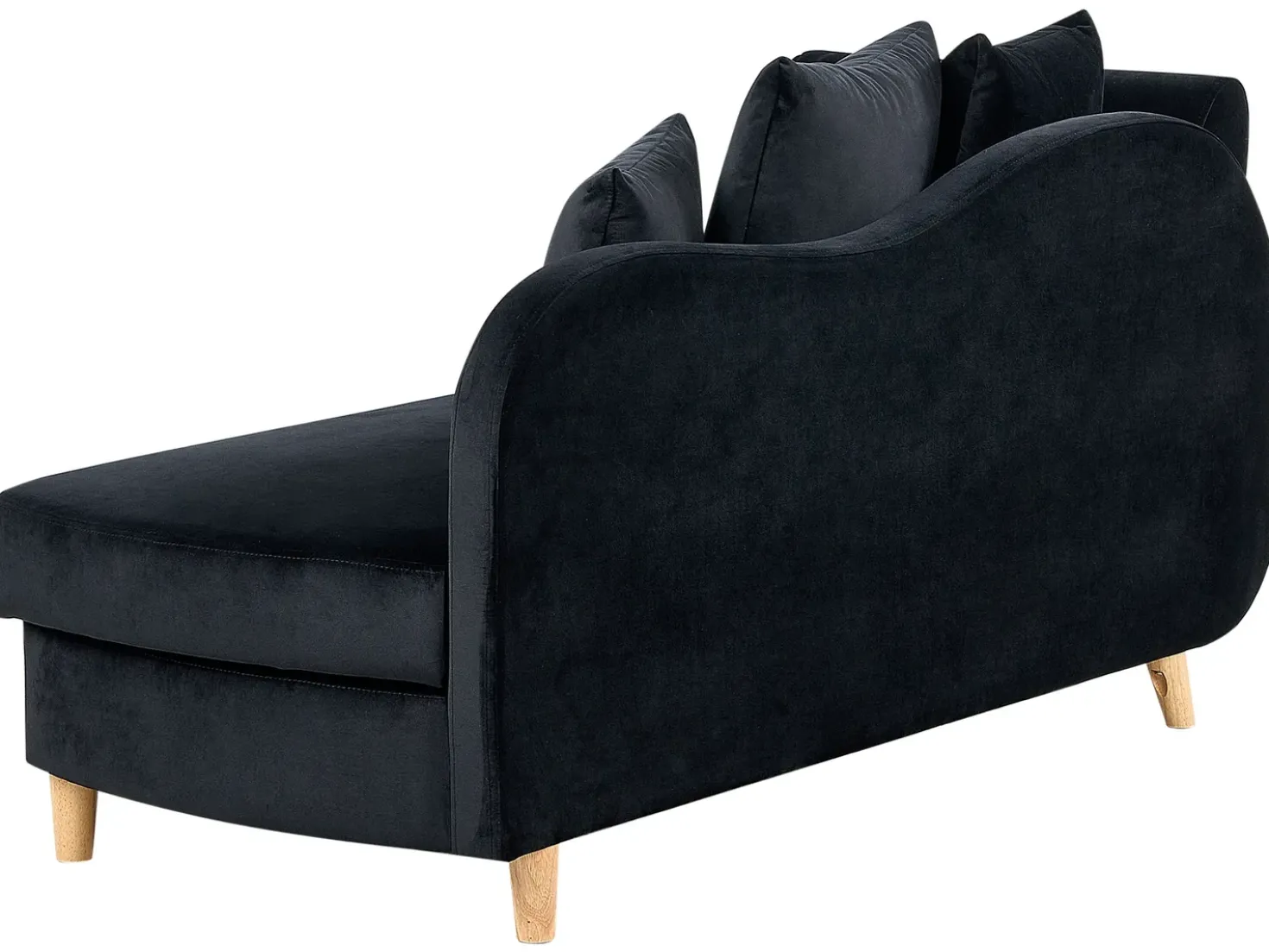 Chaise longue versione sinistra MERI Velluto Nero con contenitore