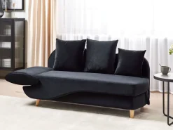 Chaise longue versione sinistra MERI Velluto Nero con contenitore