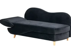 Chaise longue versione sinistra MERI Velluto Nero con contenitore