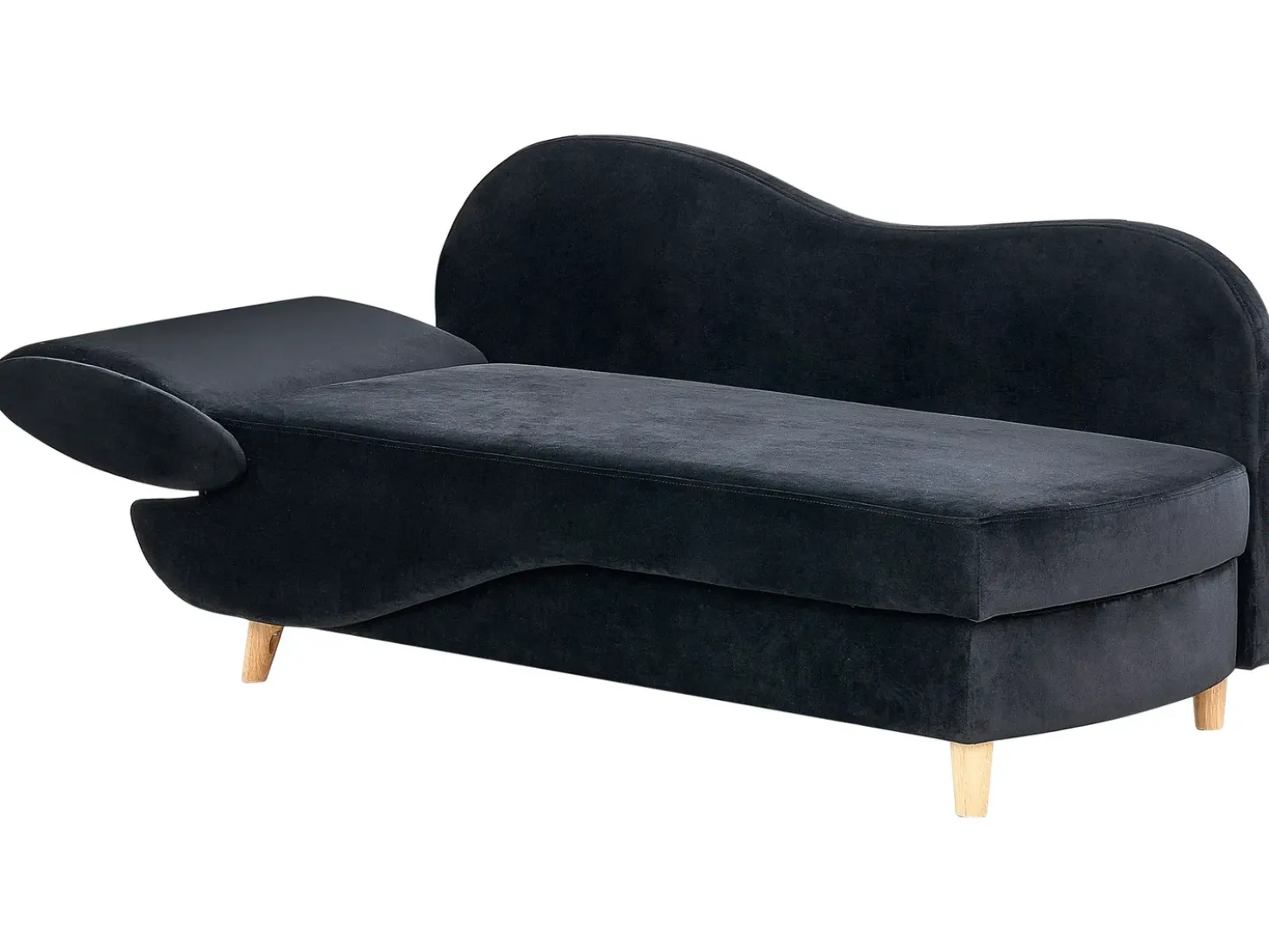 Chaise longue versione sinistra MERI Velluto Nero con contenitore