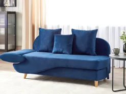 Chaise longue versione sinistra MERI Velluto Blu marino con contenitore