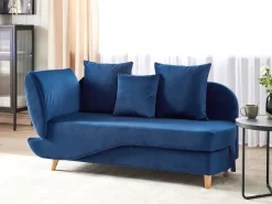 Chaise longue versione sinistra MERI Velluto Blu marino con contenitore