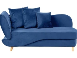 Chaise longue versione sinistra MERI Velluto Blu marino con contenitore
