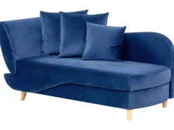 Chaise longue versione sinistra MERI Velluto Blu marino con contenitore
