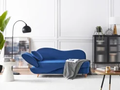 Chaise longue versione sinistra MERI Velluto Blu marino con contenitore