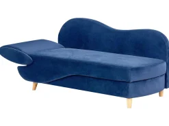 Chaise longue versione sinistra MERI Velluto Blu marino con contenitore
