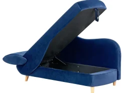 Chaise longue versione sinistra MERI Velluto Blu marino con contenitore