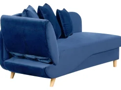 Chaise longue versione sinistra MERI Velluto Blu marino con contenitore