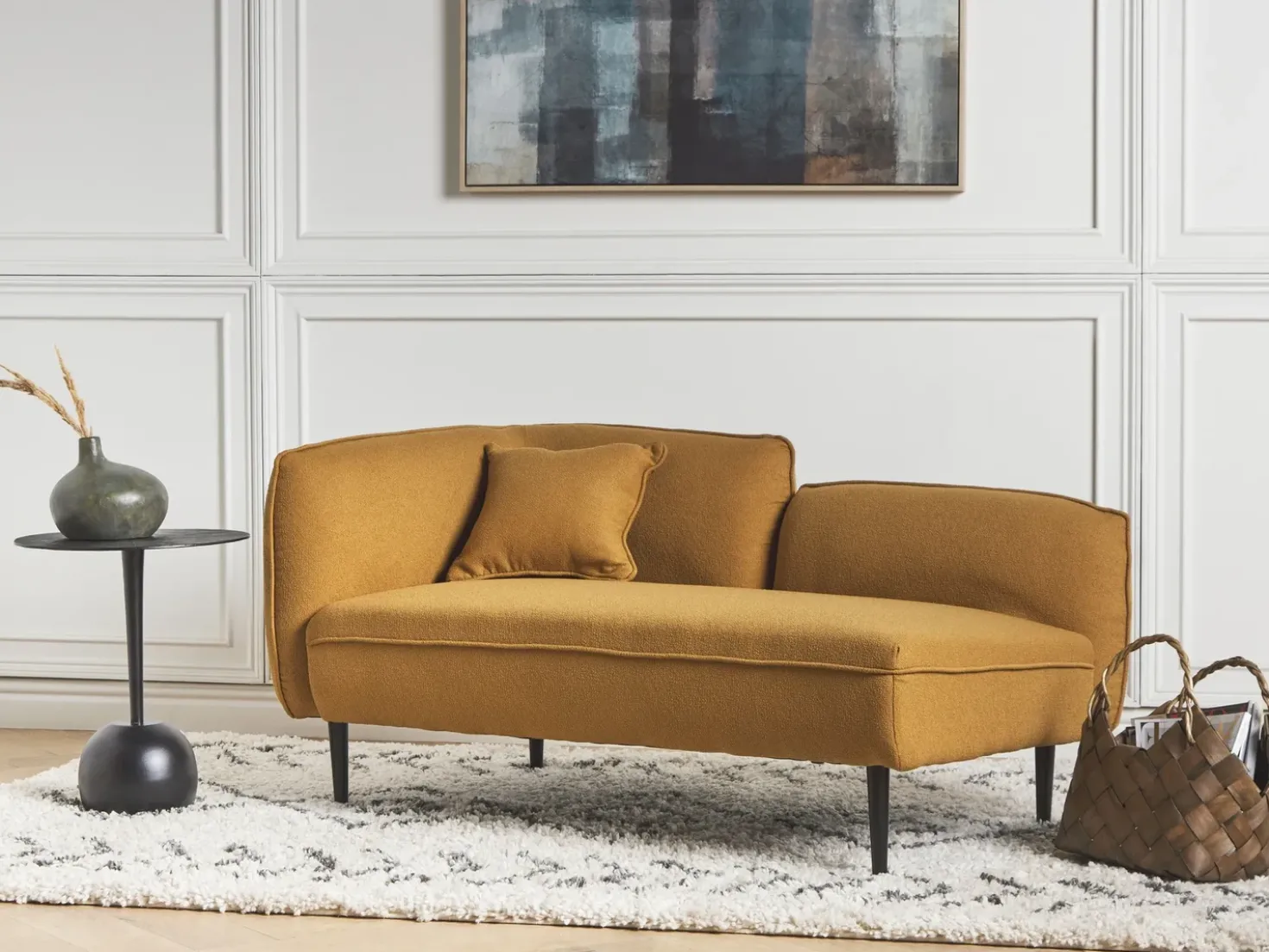Chaise longue versione sinistra CHEVANNES Bouclé Senape
