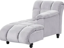 Chaise longue versione sinistra LORMONT Velluto Grigio chiaro