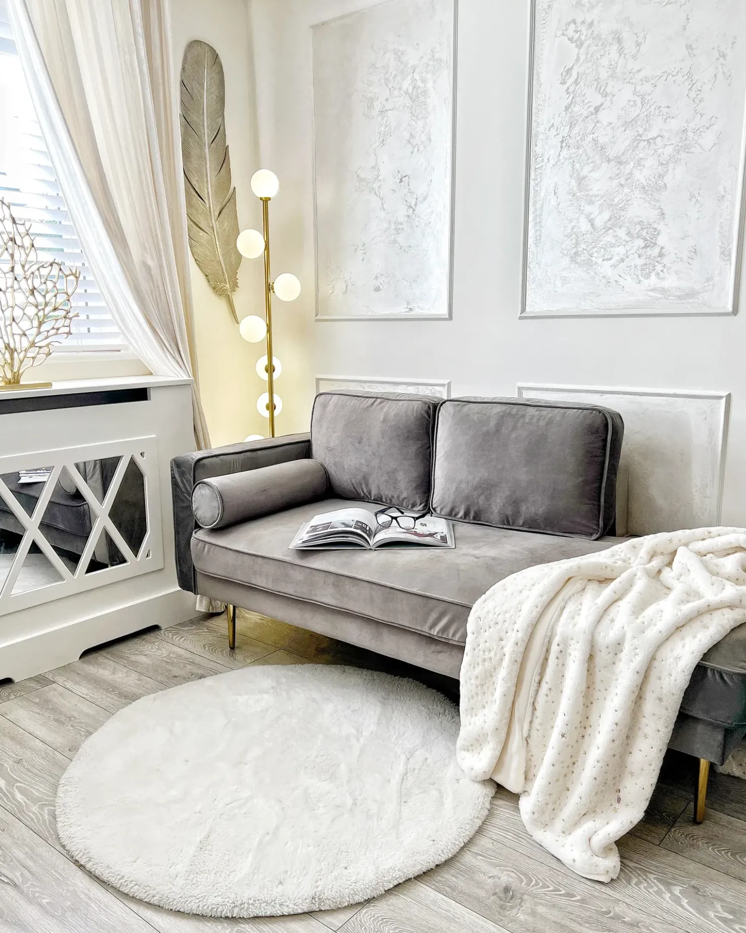 Chaise longue versione sinistra MIRAMAS Velluto Tortora