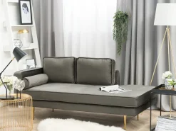 Chaise longue versione sinistra MIRAMAS Velluto Tortora
