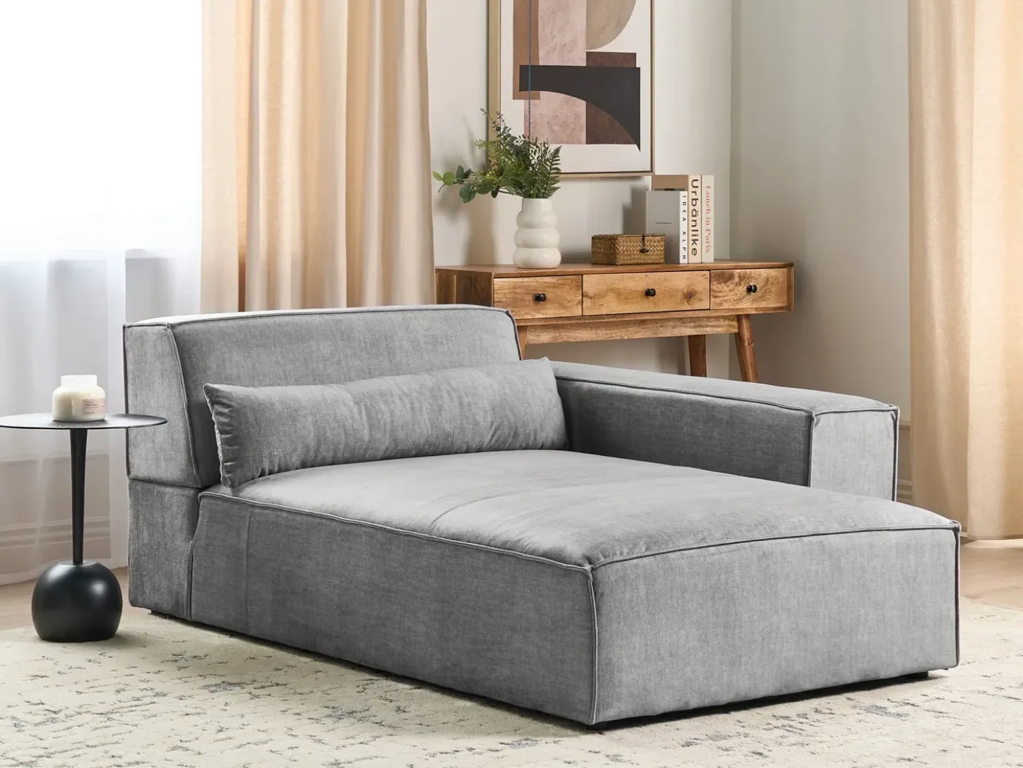 Chaise longue versione sinistra HELLNAR Tessuto Grigio