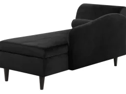 Chaise longue versione sinistra LUIRO Velluto Nero con contenitore