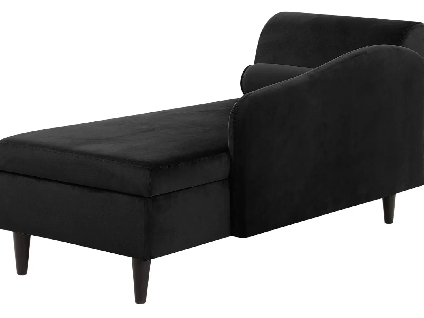 Chaise longue versione sinistra LUIRO Velluto Nero con contenitore
