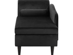Chaise longue versione sinistra LUIRO Velluto Nero con contenitore